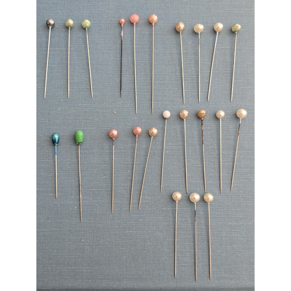 23 Vintage Pearl Head Corsage Pins Long Millinery Floral Craft Lot